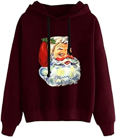 Fedulkstore женски Божиќни преголеми џемпери за западен етнички стил симпатична смешна лабава екипа на пулвер скокач со џеб