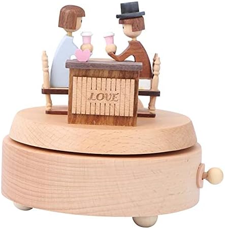 WPYYI Дрвена музичка кутија Рачно изработена убава loveубовна двојка Механичка музика Мелодиска кутија за ден на в Valentубените Ден на свадба