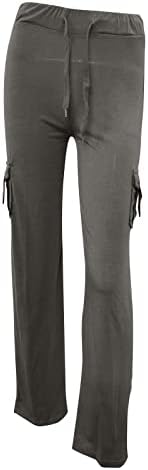 Б-Амбус џеб подигање јога пантолона мека еко-пријателска подигање женски карго копчиња џебови дневна пантолона еластична широка нога