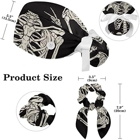 Работни капи со џемпери за мажите скелети череп прилагодливи жени Работни капачиња Буфонски капи и прстен за коса повеќе