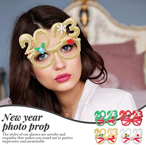 Гадпипартиски очила за шминка 4PCS 2023 Нова Година на очила Новини Нови годишни очила Прослава за славење на забави за забава за очила за очила за очила за новогодишна