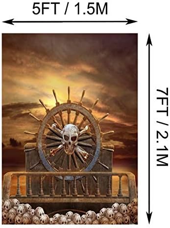 БЕЛЕКО 5х7фт Ткаенина Пиратски Брод Ноќта На Вештерките Позадина Пиратски Украси За Возрасни Партија Пиратски Волан Со Черепи Корсар Брод Фотографија Позадина за ?