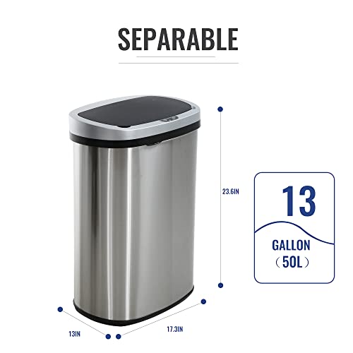 13 галон кујнски отпадоци може автоматски допир бесплатно ѓубре конзерва со капаче од не'рѓосувачки челик анти-прстин отпечаток нем 50 литри за отпадоци за отпад за ?