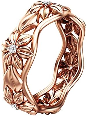 2023 година Нови додатоци за розово злато прстен Европски и американски женски моден накит цвет прстен вметнат циркон прстен за животни