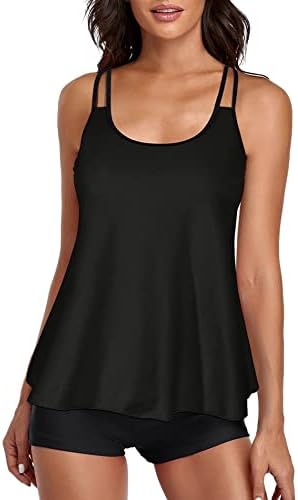 Urchics Womens 2023 Tankini костим за капење на стомакот Контрола Проточна облека за капење Две парчиња костуми за капење на пливање на врвот