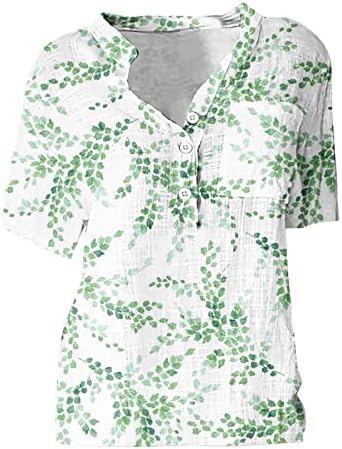 Плус Големина Цветни Блузи За Жени Облечени Секојдневни Врвови Со Кратки Ракави 2023 Модни Кошули Со Копчиња Надолу