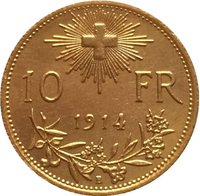 7 Различен Датум Швајцарски Чист Бакар Позлатени Монети 1911-1922 Антички Монети Од Сребрен Долар