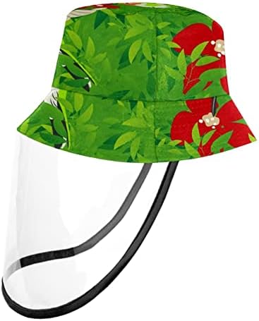 Заштитна капа за возрасни со штит за лице, рибарска капа анти сонце, цртан филм хавајски цвеќиња и птици