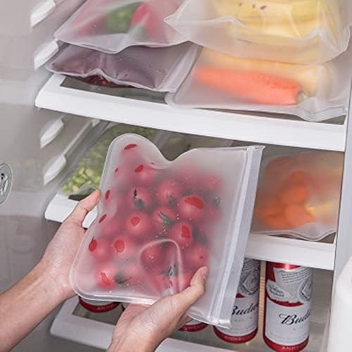 Кујна HomeEco - 4 Пакет Еднократно Силиконски Кеси За Складирање Замрзнувач Безбедно Истекување Пластика Бесплатно, Совршено За Безбедно Складирање Храна, Вклучува Ма