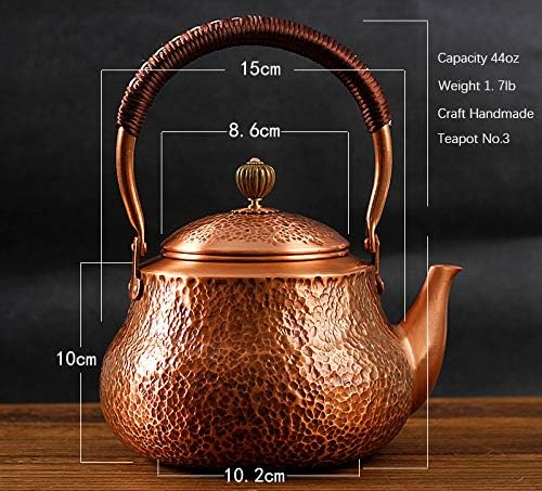 Волт бакар чај котел за шпорет на врвот, рачно изработен цврст бакарен чај сад, котел со шпорет чајник, дебел врежан бакарен чај сак -тенџере,
