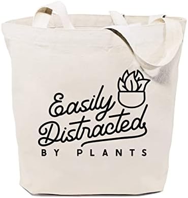 GXVUIS Лесно Расеан Од Растенија Платно Торба За Жени Еднократно Намирници Торби За Купување Рамо Подарок За Љубител На Растенија