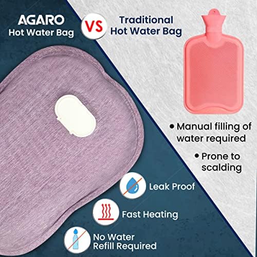 Agaro HB381 Premium Електрична торба со топла вода со двојна изолација Силиконски систем за греење, 6 слој ПВЦ ткаенина, покривка