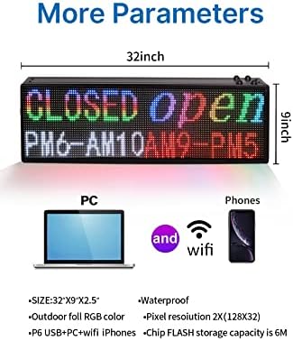 Нов знак за екранот со двострана автомобил LED, P6 COWN COLE COLOR INDOOOR AREDOOT ARDECTING SINGS, USB WiFi програмски знаци на текст, 31,5 x 9 инчи