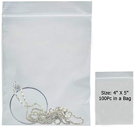 100 чисти вреќи со заптивка за запечатување на поштенски садови пластични поли полиња 4 x 5 само-заклучување
