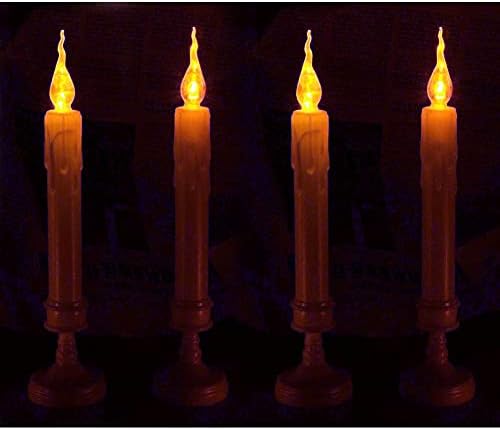 Maotopcom Осветлување 4 пакувања со светлосни свеќи за прозорец 11,4 инчи треперење килибарни жолти пламени LED лајсни светла на свеќи, управувана со батерија ААА
