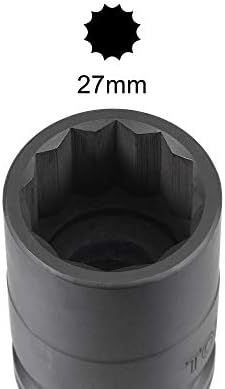uxcell 3/4-Инчен Погон 27mm 12-Точка Ударен Приклучок, CR-MO Челик 56mm Должина, Стандардни Метрички Големини