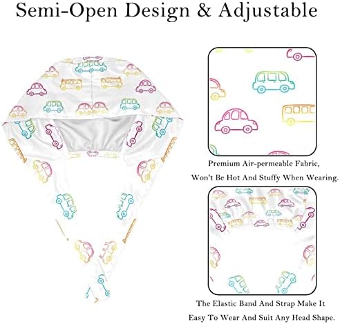 2 компјутери работно капаче со копче долга коса за џемпери за џемпери за коса, вратоврски од медицинска сестра, шарена шема на автомобили