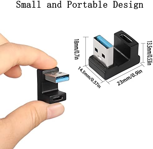 Qianrenon U-форма USB 3.1 до USB C адаптер 180 степени USB A3.1 MALE to Type C Femaleенски конектор за спојување 10Gbps Поддршка за трансфер