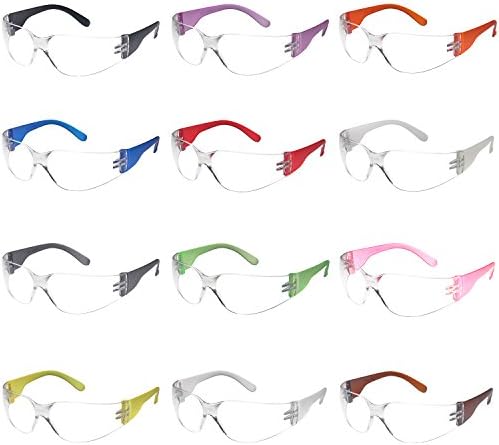 Доверба оптика 12 пакувања безбедносни очила ANSI Z87+ Сертифицирани заштитни очила за очила за мажи и жени со УВ заштита од очите