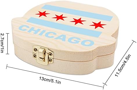 Државно Знаме На Чикаго Бајка Кутија Симпатична Спомен Заби Држачи Дрвени Складирање Изгубени Заби Чувар Кутија Роденден Сувенир Подарок