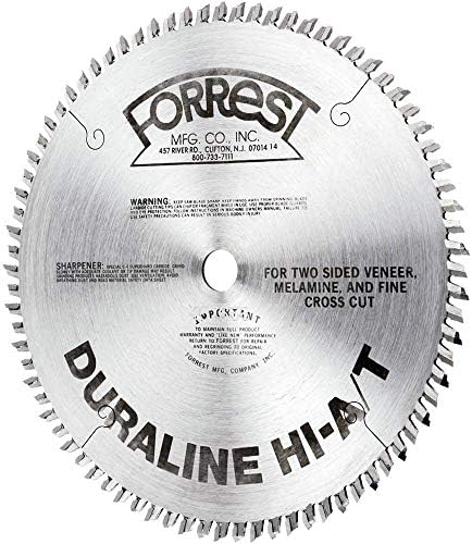 Forrest DH07Q607100 Duraline 7-1/4-инчен 60 заб TCG меламин и сечење на пила за сечење на пила со 5/8-инчи и дијамантски нокаут Арбор