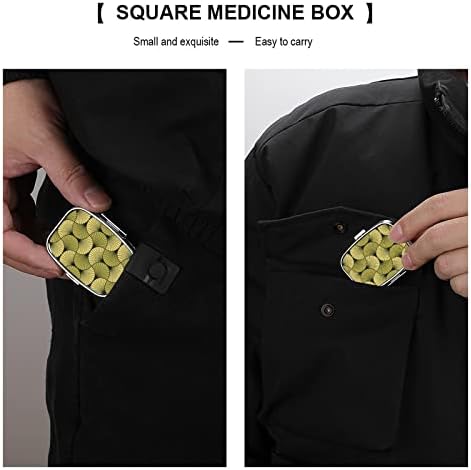 Пилула кутија уметност деко школка злато црна плоштад во форма на таблети таблети, преносен пилум за витамин контејнер, држач за апчиња со 3 оддели