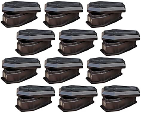 Зеродеко 12 парчиња мини црни ковчези кутии, кутии за лекување на ковчези за Ноќта на вештерките, пластични кутии за ковчези, кутија со бонбони во форма на ковчези со