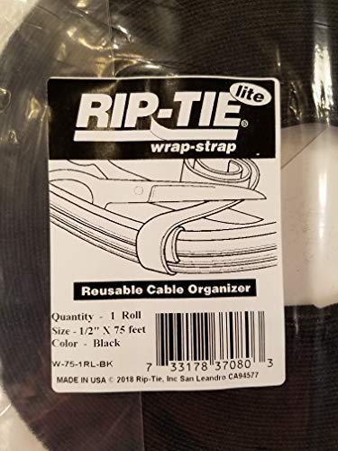 Rip-Tie Hook-and Loop Cable Tie Roll, 75 ft, црна