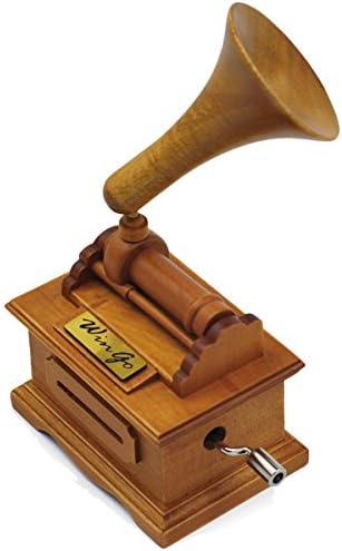 Музичка кутија дрвена грамофон направете своја песна со подарок за крило