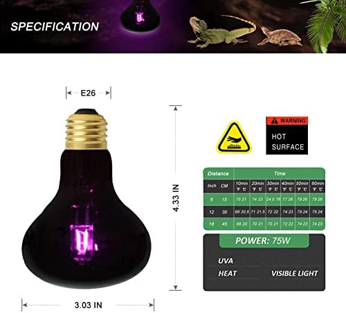 4 пакувања ноќна топлинска ламба сијалица 75W, месечина миленичиња миленичиња светло УВА СПОДЕЛНА ЛАМП за рептил и амфибиска употреба