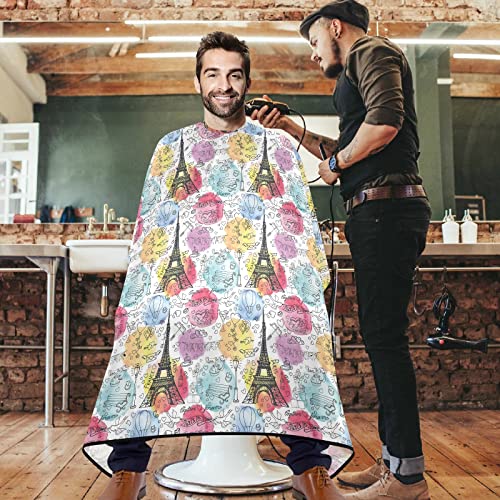 Визион Барбер Кејп Плица Плица Ајфелова кула полиестерска коса сечење салон за наметка против статичка фризура, отпорна на