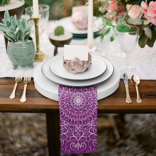 ФСИСМ Виолетова тркалезна цвеќиња маса салфетка крпа постави салфетка за забавна свадба маса, кујна вечера салфетки