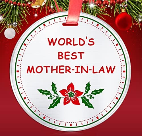 Божиќен украс на Најдобра мајка на закон- благодарност за мајката за благодарност Ви благодариме Идеја за подароци- 3 инчи рамен не'рѓосувачки