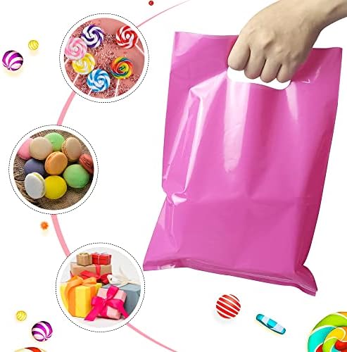 Tosparty 60PCS 8x11 инчи шарени пластични торби за подароци 10 бои торби со бонбони се цврсти и трајни забави разновидни пластични торби