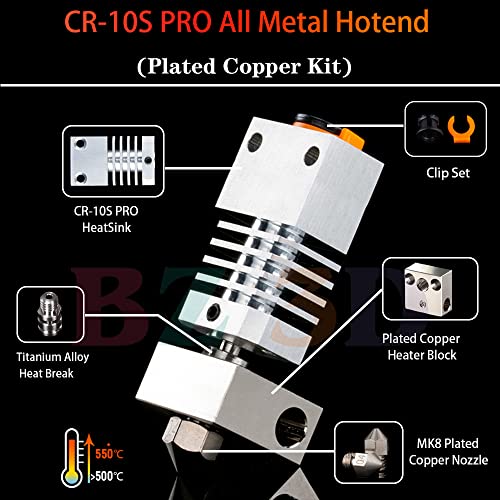 BZ 3D CR - 10S PRO Сите Метални Hotend, Висока Температура Позлатени Бакарна Млазница, Грејач Блок, Титаниум Легура Топлина, ЗА