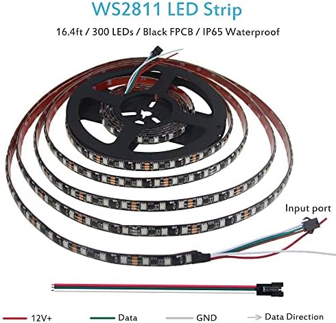 ALITOVE WS2811 LED Лента RGB Адресабилна LED Јаже Светлина 12v 5m 300 Led Диоди Сон Боја Програмабилни Дигитални LED Пиксели