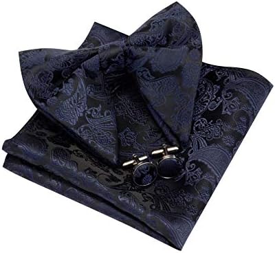 Гуслесон мода Нов Paisley Прилагодлив пред-врзан голем лак и џеб квадратни манжетни сет со кутија за подароци
