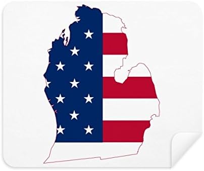 Мичиген Америка САД Мапа Ѕвезди трипс Знаме Чистење Крпа Екран Почиста 2 парчиња Велур Ткаенина
