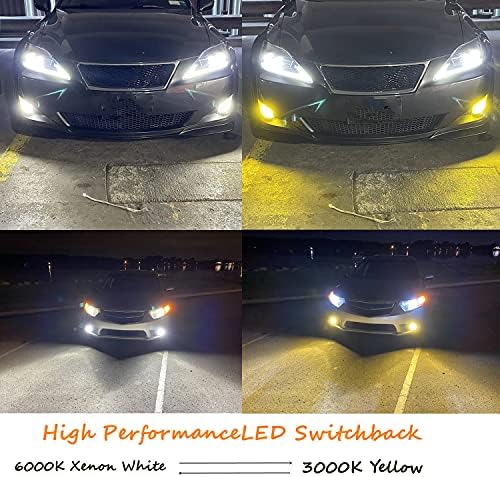 Автомобил-EyeQ 5200lms HB4 9006 LED Прекинувач Светла За Магла, Двојна БОЈА 6000K Ксенон Бела/3000K Килибар Жолта Исклучително Супер