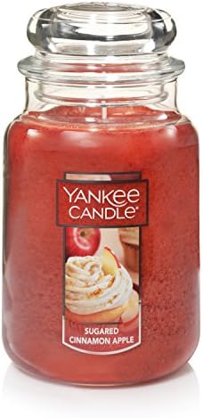 Јанки свеќа шеќерна цимет јаболко миризлива, класична 22oz голема тегла сингл свеќа и миризнување на цимет, класичен 22oz голема тегла сингл свеќа, над 110 часа време на ?
