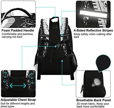 Уникатен Ранец За Белешки За Музика За Пијано, Музичка Тема Секојдневен Ранец За Лаптоп На Дневен Ранец Спортска Торба За Рамо На Отворено