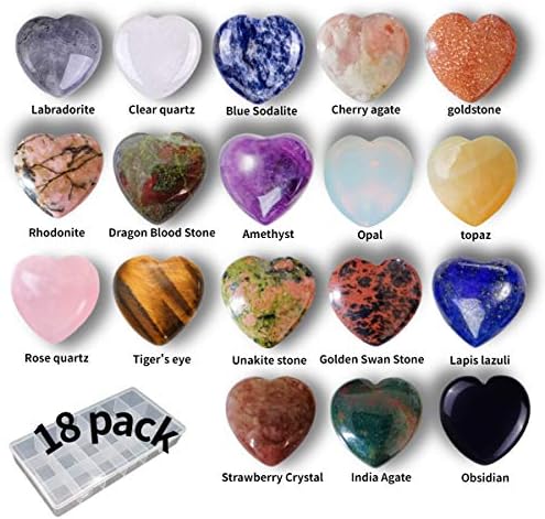 Кристално срце во облик на срцеви постави разновидни природни скапоцени камења 1 Колекција на џебни палми од палма карпа за заздравување на накит од реики, правење