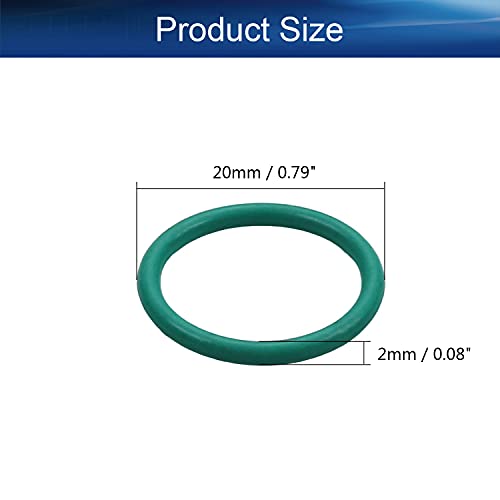 Bettomshin 1pcs флуор гума О-прстени, 0,08 x0,79 x0.63 Зелена метрика за запечатување на запечатување за заптивки за водовод и додатоци за запечатување на пневматски поправки