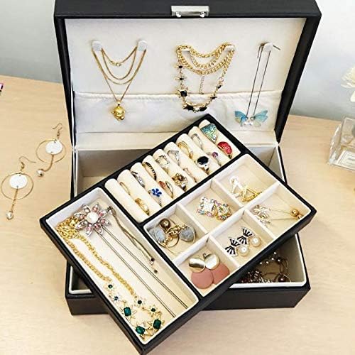 Анкус Кожна Кутија За Накит Извонредна Двослојна Кутија За Складирање За Жени Козметички Организатор Ковчег За Украси -