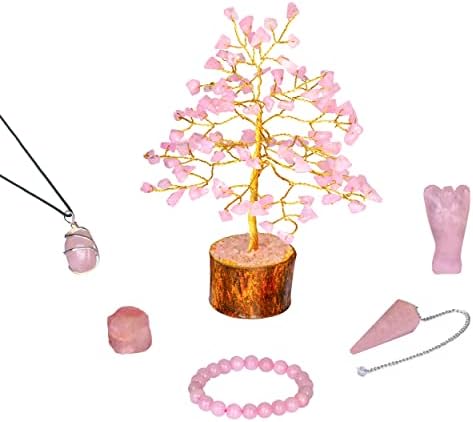 Кристали од роза кварц - позитивни кристали - Спартуелни работи - Кристално дрво Фенг Шуи - Духовни подароци - Метафизички подароци - Додатоци за медитација