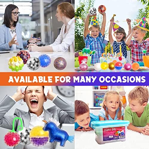 Стрес топки Поставете скратена топка 36 пакет сензорни играчки, играчки за олеснување на стресот за возрасни деца - овошна мрежа тесто од вода