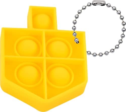 Izzy 'n' Dizzy Hanukkah Dreidel Mini Pop It Fidget Toy - Chanukah Fidget Pop It Keychain - Аортирани бои Dreidel Fidge Fidget Keychain - Chanukah