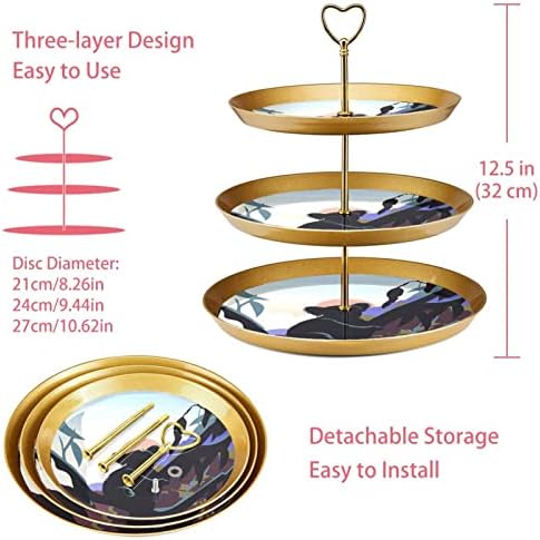 3 нивоа десерт штанд со кекс овошна плоча пластична служба на екранот за приказ за свадба роденден за бебиња туш чај украси за украси,