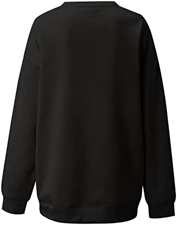 Womenените удобно o вратот џемпер пуловер модна обична маица врвна долга шема на долги ракави печатено лабава блуза