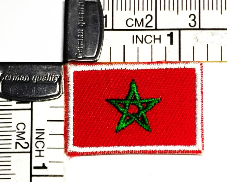 Кленплус 3 парчиња. 0. 6Х1, 1 ИНЧ. Мини Мароко Знаме Везени Лепенка Железо На Шие На Националниот Амблем Печ Плоштад Форма Знаме Земја Закрпи